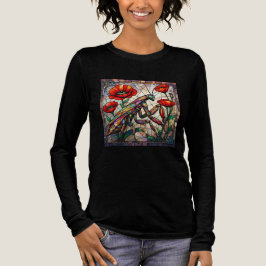 Camiseta Triblenda Praying mantis stained glass vibrant poppy flower 