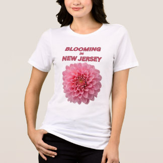 CAMISETA TRIBLENDA PRECIOSO CRISANTEMO ROSA FLORAL BLANCO MUJERES