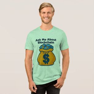 Camiseta Triblenda Pregúntame acerca de Blockchain: audaz diseño tecn