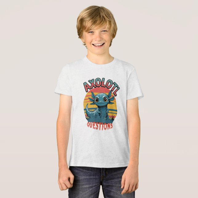 Camiseta Triblenda "PREGUNTAS AXOLOTL - Vibes de graffiti retro" (Anverso Completo)