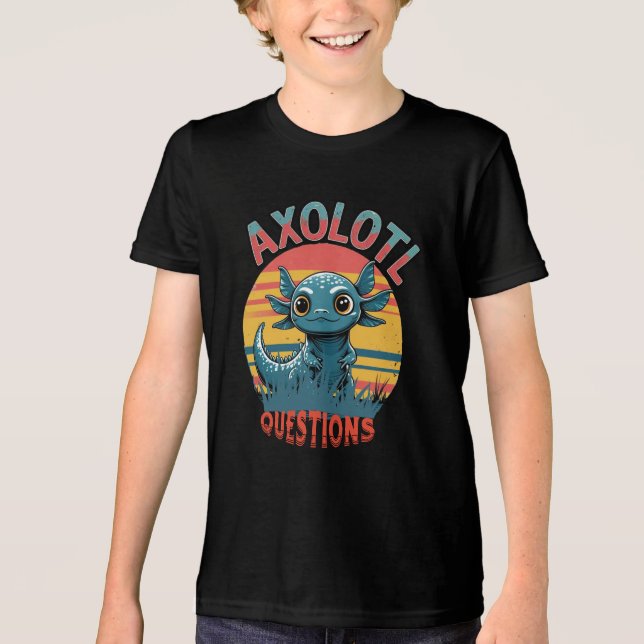 Camiseta Triblenda "PREGUNTAS AXOLOTL - Vibes de graffiti retro" (Anverso)