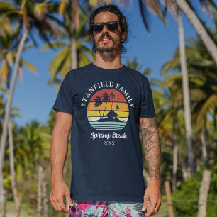 Camiseta Triblenda Primavera Break Beach Hut Palm Trees Familia