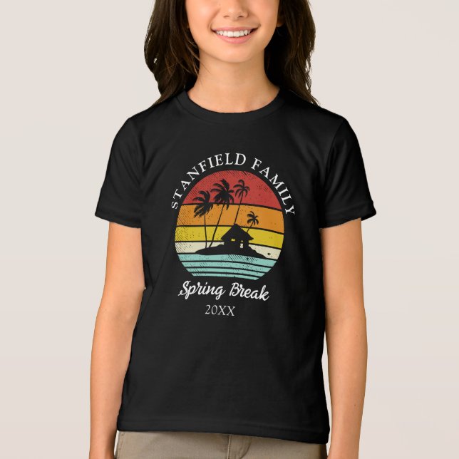 Camiseta Triblenda Primavera Romper palmeras de playa de la familia (Anverso)
