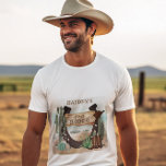 Camiseta Triblenda Primer Rodeo Cowboy Fiesta Occidental Primer Cumpl<br><div class="desc">Es el "Primer Rodeo" de tu pequeña y sabemos que estás muy emocionado. Celebre el pequeño vaquero al estilo rústico occidental de la lucioperca con este niño diseño Fiesta de primer cumpleaños. Cuenta con una base de arena acuática con cactus variados, herradura, botas y gorra de vaquero junto con un...</div>