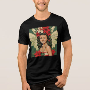 Camiseta Triblenda Princesa Retro de Navidad Tropical de los 50