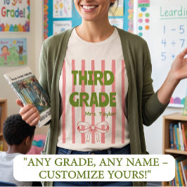 Camiseta Triblenda Profesor de 3er grado personalizado lazo coquette 