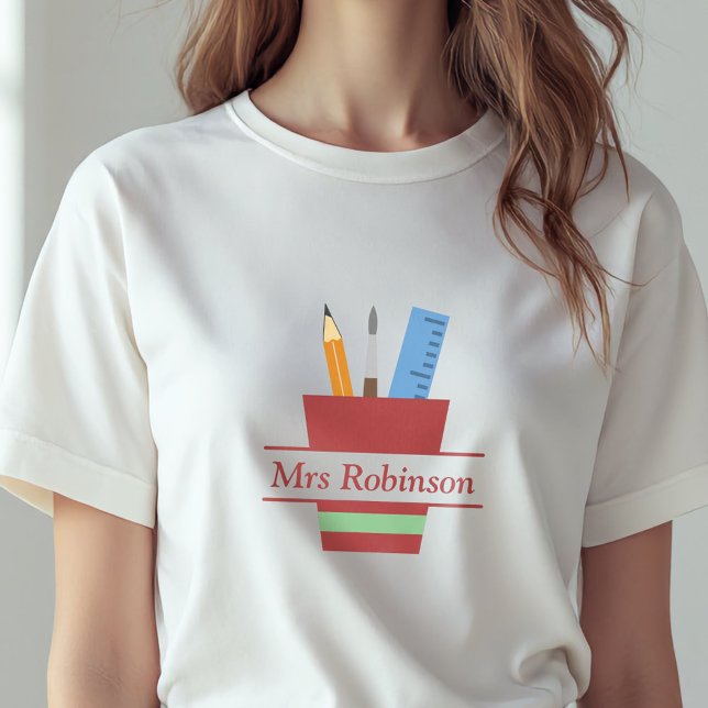 Camiseta Triblenda Profesor de Monograma de Lápiz Gracias Regalo (Pencil Holder Monogram Teacher Thank You Gift T-Shirt)
