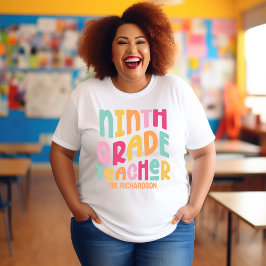 Camiseta Triblenda Profesor de Noveno Grado Tipografía Colorida