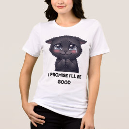 Camiseta Triblenda Prometo que me portaré bien Gato negro llorando ad