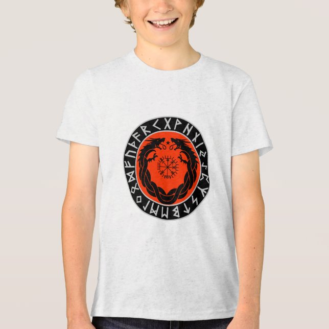 Camiseta Triblenda Protección de runa vikinga de dragón (Anverso)