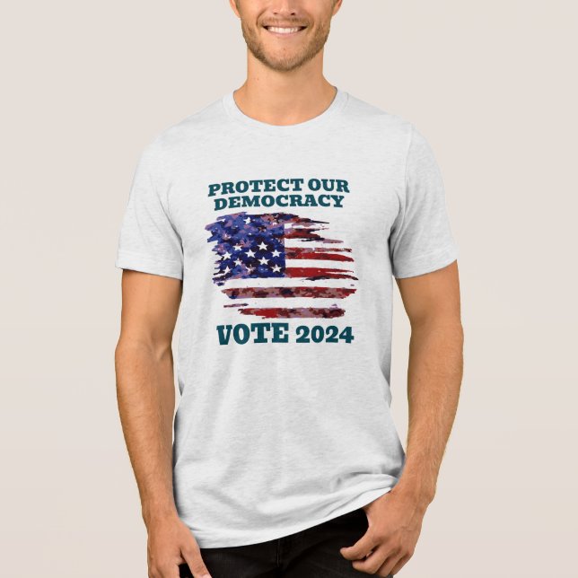 Camiseta Triblenda Proteger la democracia y el voto 2024 (Anverso)