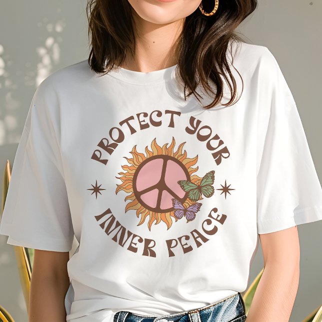 Camiseta Triblenda Proteja su retro de paz interior Boho Sun (Subido por el creador)