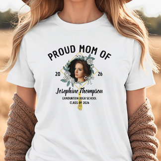 Camiseta Triblenda Proud Mom Of Elegant Floral 2026 Graduation Photo