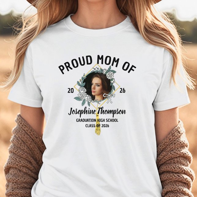 Camiseta Triblenda Proud Mom Of Elegant Floral 2026 Graduation Photo (Subido por el creador)