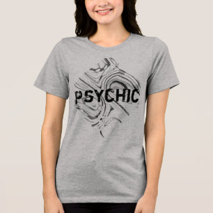 Camiseta Triblenda "Psíquico" sobre diseño de arte negro gris abstrac