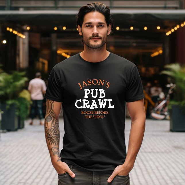 Camiseta Triblenda Pub Crawl de partido de soltero personalizado (A great tshirt choice for a bachelor party pub crawl.)