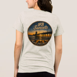 Camiseta Triblenda Puesta de sol en Huntington Beach Pier (mujeres) -