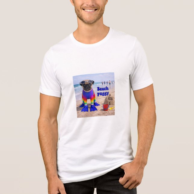 Camiseta Triblenda Pug de Playa (Anverso)