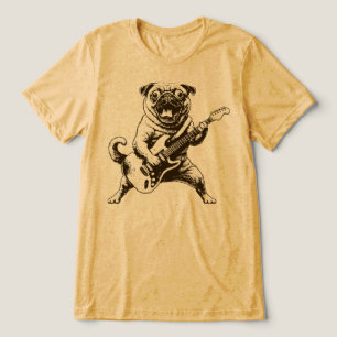 Camiseta Triblenda Pug Perro Rockstar Loco Desgarrando Guitarra Eléct