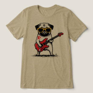 Camiseta Triblenda Pug Rockstar tocando guitarra eléctrica