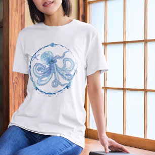 Camiseta Triblenda Pulpo de Acuarela Criatura Marina