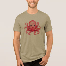 Camiseta Triblenda Pulpo Kawaii Adorable Sosteniendo Corazón