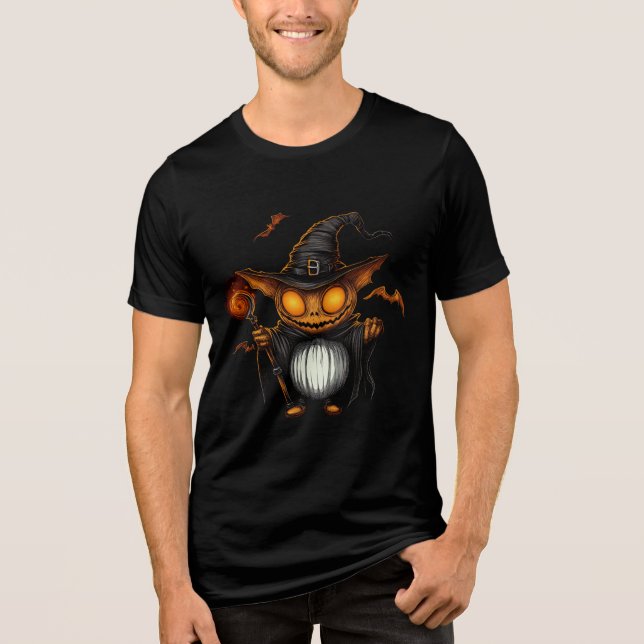 Camiseta Triblenda Pumpkin Goblin Wizard Halloween Art (Anverso)