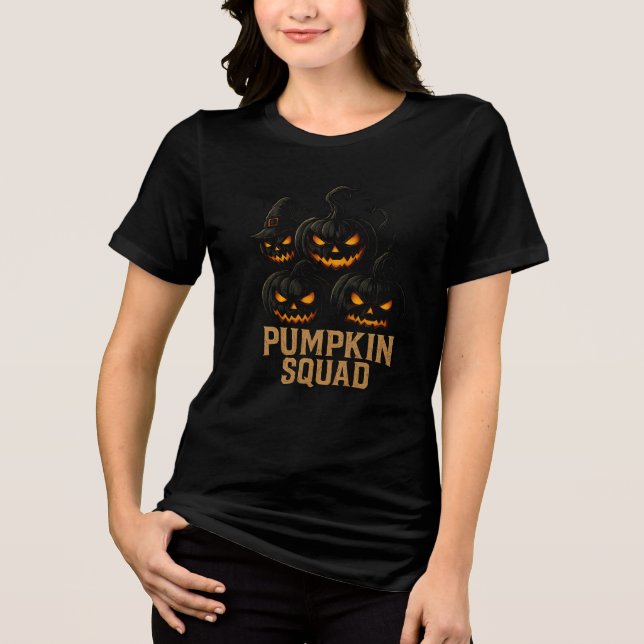 Camiseta Triblenda Pumpkin Squad – Dark Jack-o’-Lantern Crew (Anverso)