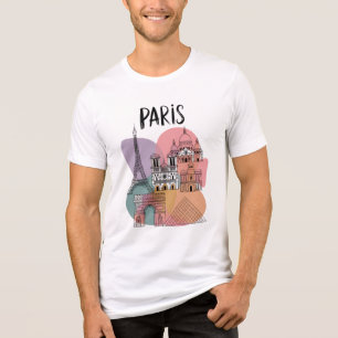 Camiseta Triblenda Puntos de referencia de París – Ilustración de via