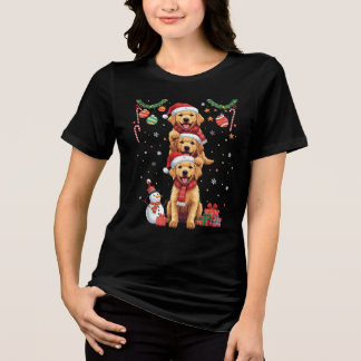 Camiseta Triblenda Puppy Stack Golden Retriever Christmas Dog Gift