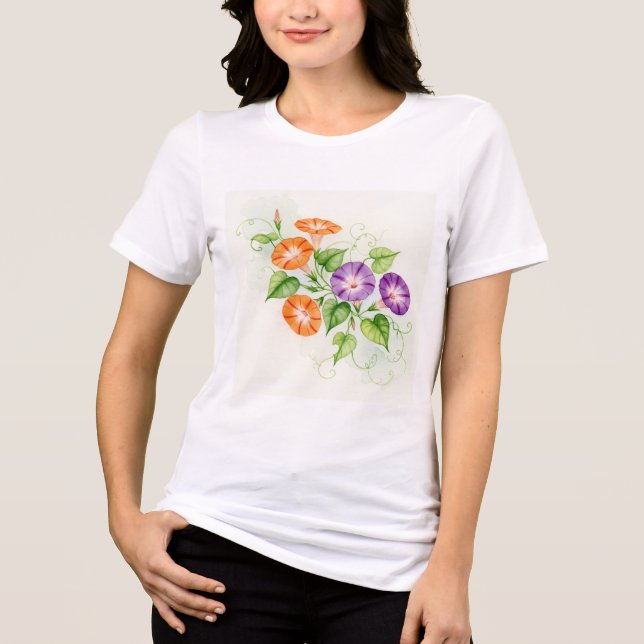 Camiseta Triblenda Purple and orange morning glory flowers (Anverso)