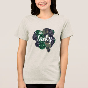 Camiseta Triblenda Purpurina afortunado y Camo Shamrock St. Patrick's