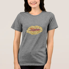 Camiseta Triblenda Purpurina dorado levanta besa de filo