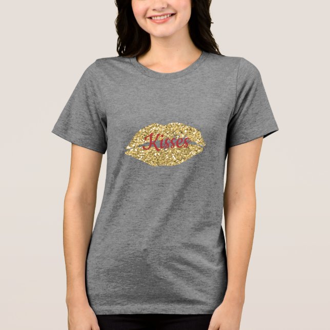 Camiseta Triblenda Purpurina dorado levanta besa de filo (Anverso)