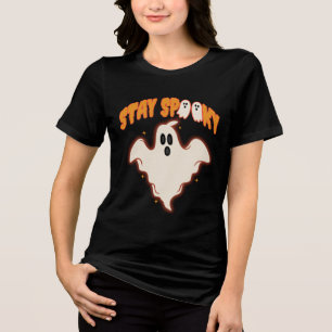Camiseta Triblenda Quédate Espeluznante Fantasma Halloween Lindo Retr