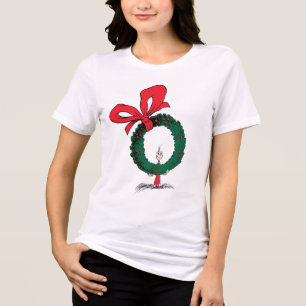 Camiseta Triblenda Quién se asoma a través de la corona de Navidad