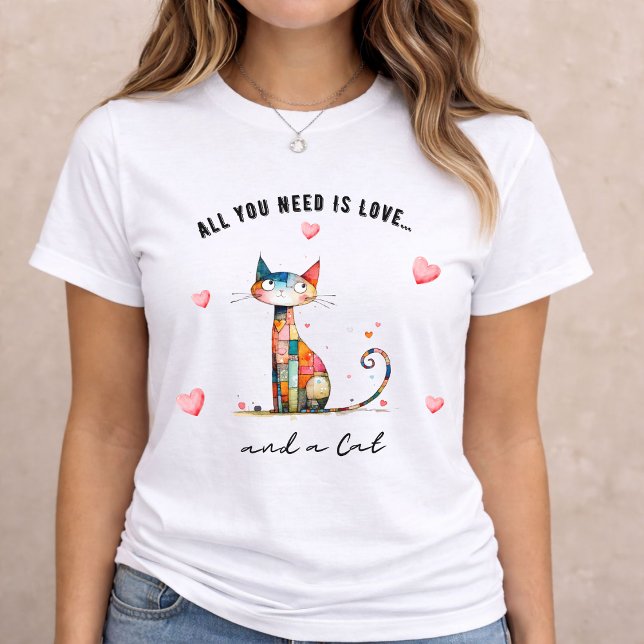 Camiseta Triblenda Quirky Cat Valentine Gift (All you need is)
