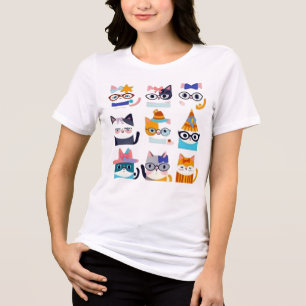 Camiseta Triblenda Quirky Cat Whimsical Feline Art para los amantes d