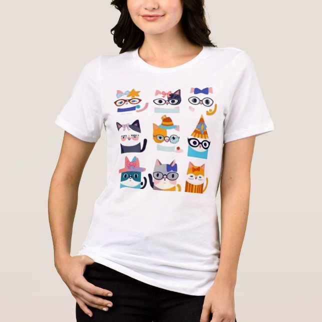 Camiseta Triblenda Quirky Cat Whimsical Feline Art para los amantes d (Anverso)