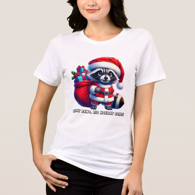Camiseta Triblenda Racco festivo con traje de Santa que se esparce de (Anverso)