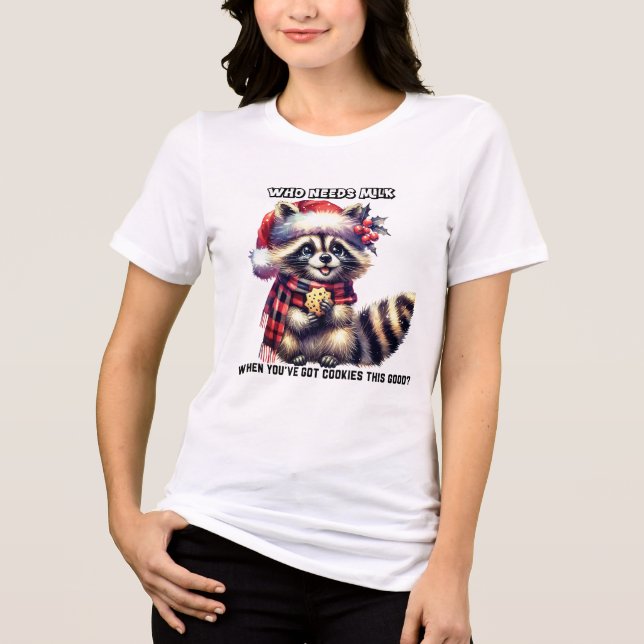 Camiseta Triblenda Raccoon adorable con un sombrero de Santa lleva ga (Anverso)