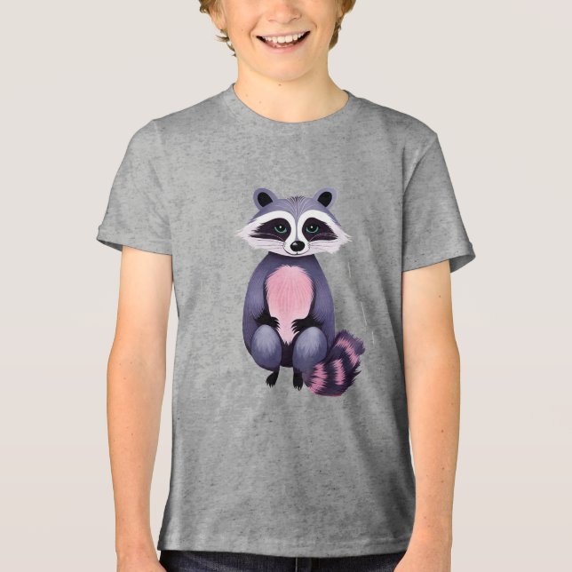 Camiseta Triblenda Raccoon de bebé negro dulce (Anverso)