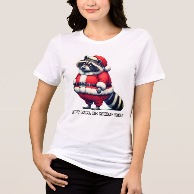 Camiseta Triblenda Raccoon in Santa suit comparte alegría por las vac (Anverso)