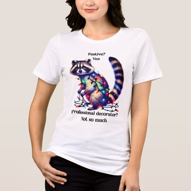 Camiseta Triblenda Raccoon tee de Navidades divertidos (Anverso)