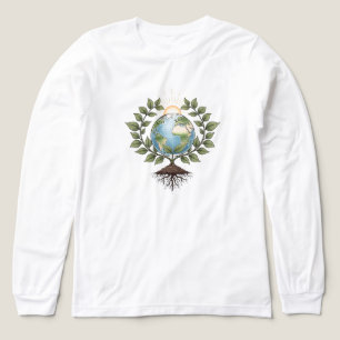 Camiseta Triblenda Raíces de crecimiento de la Tierra SOLO BLANCO