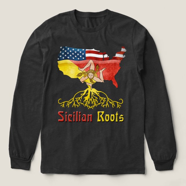Camiseta Triblenda Raíces sicilianas Patrimonio de la Bandera de Esta (Diseño traserp)