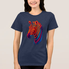 Camiseta Triblenda Rainbow Zebra Head – Surreal Neon Animal