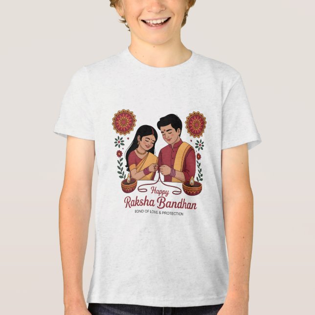 Camiseta Triblenda Raksha Bandhan  Youth Tri-blend T-Shirt (Anverso)