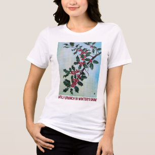 Camiseta Triblenda Rama de acebo en la nieve del invierno de Alfred F