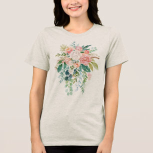 Camiseta Triblenda Ramo de flores rosas y blancas
